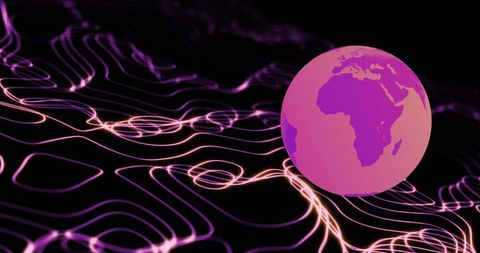 Digital Network Globe with Abstract Purple Lines - Download Free Stock Images Pikwizard.com