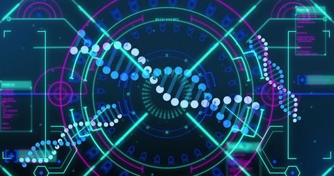 Futuristic Digital Interface with DNA Strands - Download Free Stock Images Pikwizard.com
