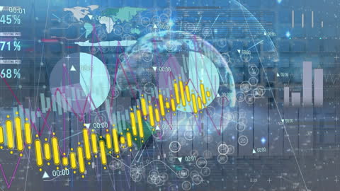 Dynamic Financial Interface Showing Global Data Analysis