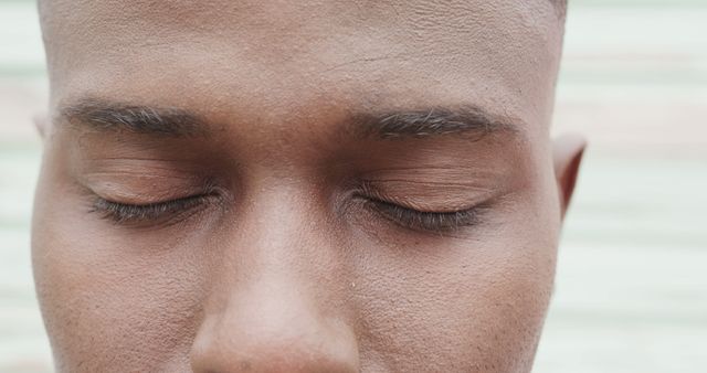 Close-up of Man's Eyes Closed in Peaceful Meditation - Download Free Stock Images Pikwizard.com