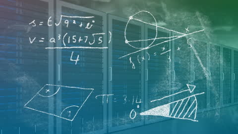 Chalkboard Math Formulas on Data Server Background