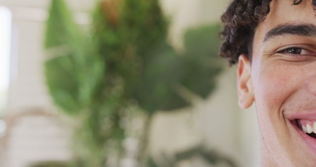 Close Up of Smiling Young Man with Afro Hair - Download Free Stock Images Pikwizard.com