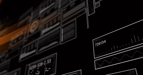 High-tech user interface with numeric display and waveform graph