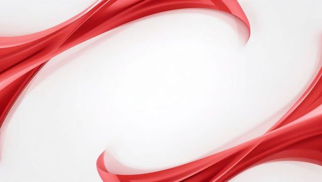 Glossy red ribbons framing white oval with smooth gradient curves for modern branding