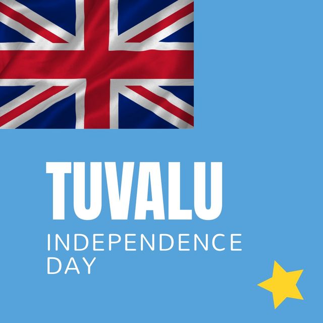 Tuvalu independence day text banner and tuvalu flag icon against blue background - Download Free Stock Videos Pikwizard.com