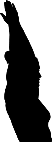 Empowered silhouette woman raising arms in triumph pose transparent