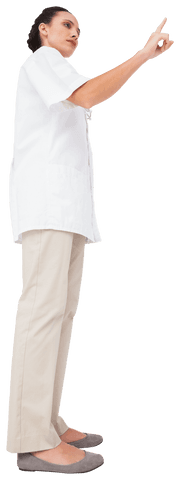 Caucasian Female Doctor in White Coat Pointing, Isolated on Transparent Background - Download Free Stock Videos Pikwizard.com