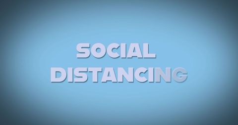 Social distancing digital motion graphic on blue background
