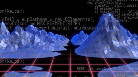 3D Grid Programming Code Flow over Wireframe Mountains