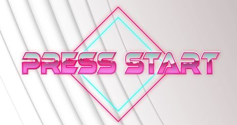 Futuristic Press Start Neon Text on Modern Abstract Background