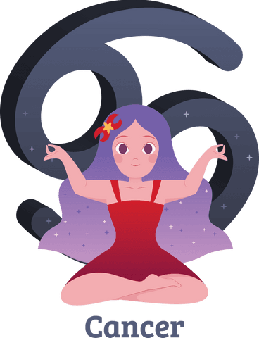 transparent illustration of cancer zodiac symbol with cartoon character - Download Free Stock Videos Pikwizard.com