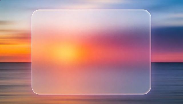 Sunset gradient with frosted rounded overlay, soft coastal horizon for ui background