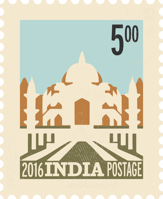 Vintage 2016 India Postage Stamp Illustration on Transparent Background - Download Free Stock Videos Pikwizard.com