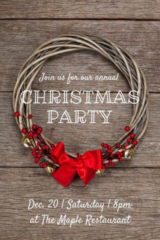 festive rustic wreath christmas party invitation - Download Free Stock Templates Pikwizard.com