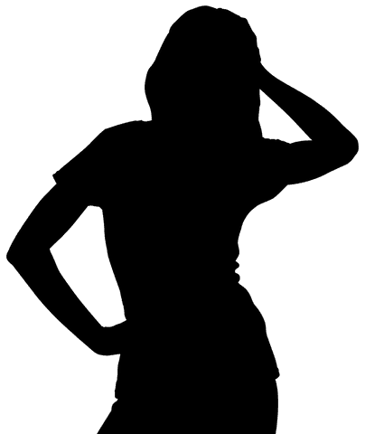 Silhouette of woman holding head - transparent lifestyle illustration