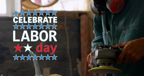 Celebrate labor day with patriotic carpenter workshop scene
