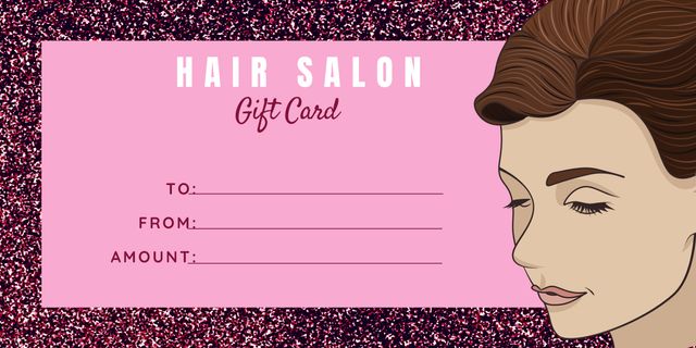 Stylish Hair Salon Gift Card with Glitter Background - Download Free Stock Templates Pikwizard.com