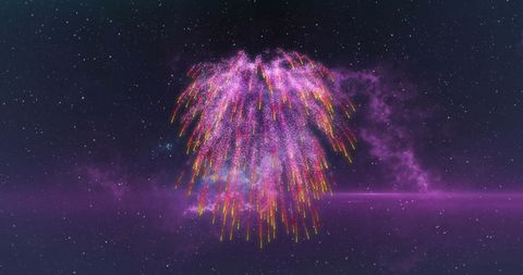Vibrant Pink Fireworks Exploding in Night Sky Celebration - Download Free Stock Images Pikwizard.com