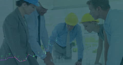 Business Team Overlays Data Analytics at Construction Meeting