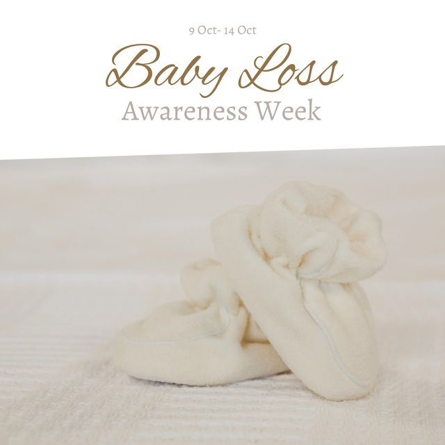 Image of baby loss awareness week text over white baby booties on white background. Baby loss awareness week campaign.