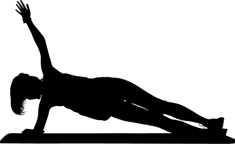 Transparent silhouette woman exercising on mat in sporting pose