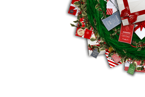 Festive Christmas Wreath with Vibrant Decorations Against Transparent Background