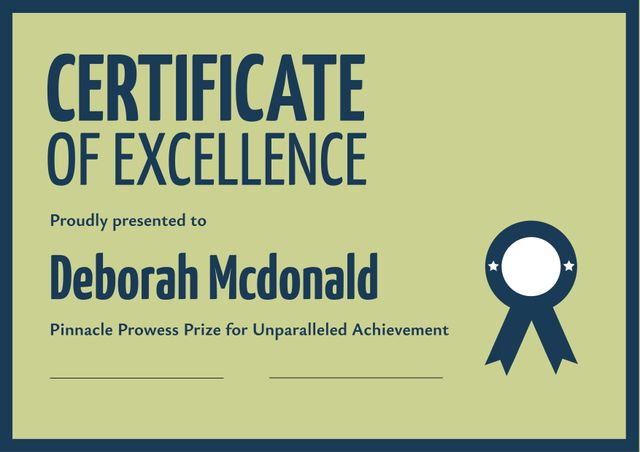 Certificate of Excellence Template with Ribbon and Bold Text - Download Free Stock Templates Pikwizard.com