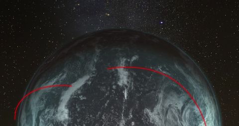 Rotating Planet with Red Arcs in Starry Cosmos - Download Free Stock Images Pikwizard.com