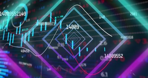 Neon Tunnel Overlay with Dynamic Stock Market Data - Download Free Stock Images Pikwizard.com