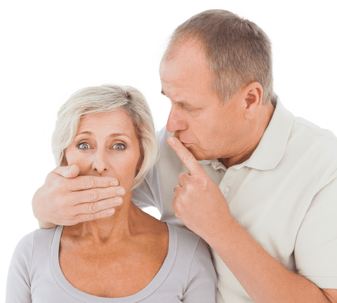 Caucasian Senior Couple in Emotional Transparent Expression