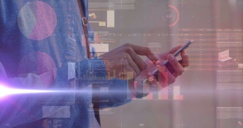 Businessman Using Smartphone with Graph Overlays - Download Free Stock Images Pikwizard.com