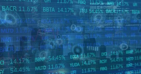 digital stock market data overlaying urban cityscape - Download Free Stock Images Pikwizard.com