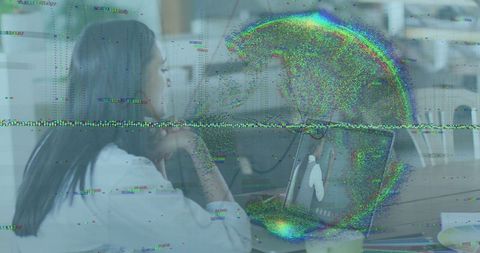 Conceptual Image of Global Businesswoman Analyzing Data