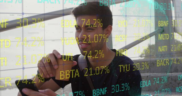 Young Man Engaging with Stock Market Projections via Smartphone - Download Free Stock Images Pikwizard.com