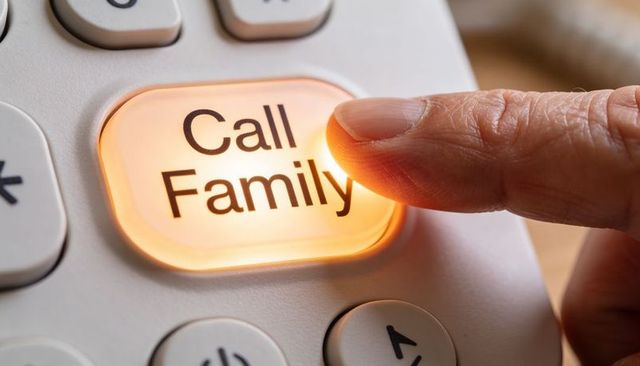 Finger Pressing Illuminated Call Family Button on Large-Button Phone for Home Senior Care