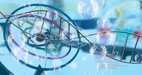 DNA Strand Laboratory Background with Molecular Structures