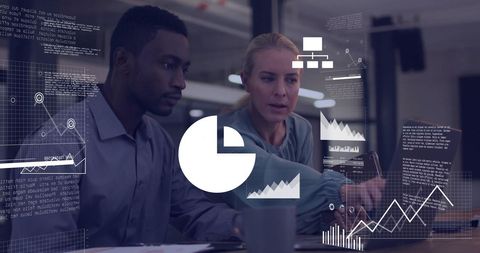 Diverse Professionals Analyzing Financial Data and Trends in Futuristic Office - Download Free Stock Images Pikwizard.com