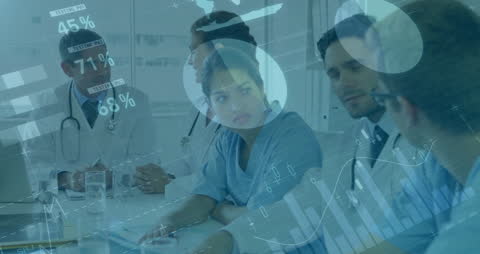 Medical Team Analyzing Data Interactively in Modern Office
