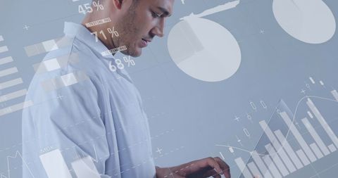 Healthcare Professional Analyzing Data With Technology Overlay