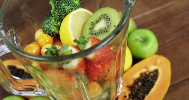 Fresh Fruits and Vegetables in Blender Ready for Smoothie Preparation - Download Free Stock Images Pikwizard.com