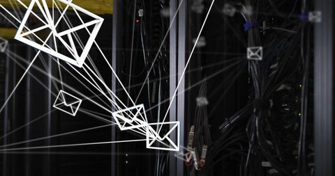 Digital connections over computer servers in data center