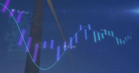 Financial data fluctuating on modern digital dashboard interface