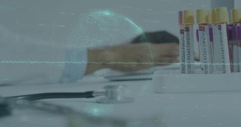 Lab technician monitors monkeypox virus in high-tech laboratory