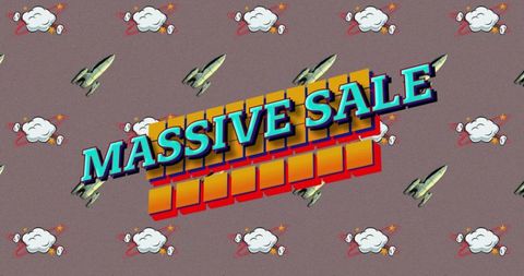Massive Sale Text on Retro Vischoolapged Brown Background