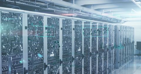 Mathematical Equations Overlaying Network of Server Racks in Tech Room - Download Free Stock Images Pikwizard.com