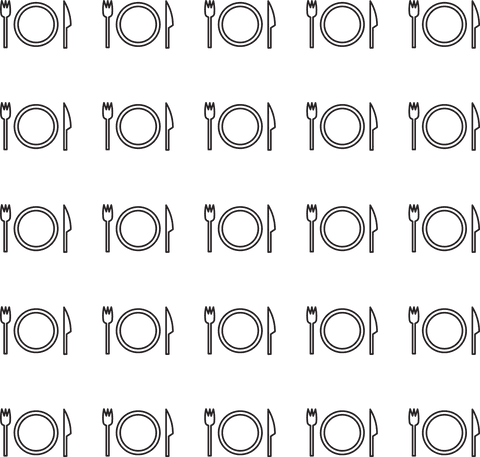 Seamless dining set pattern on transparent background