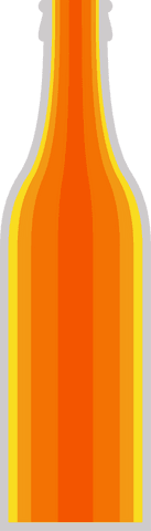 Transparent bottle vector with orange and yellow gradient stripes