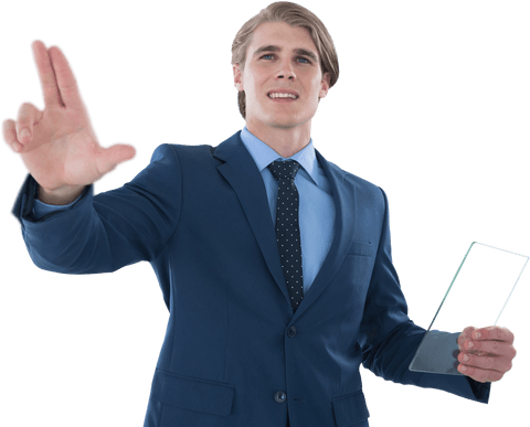 businessman utilizing transparent touchscreen interface - Download Free Stock Videos Pikwizard.com