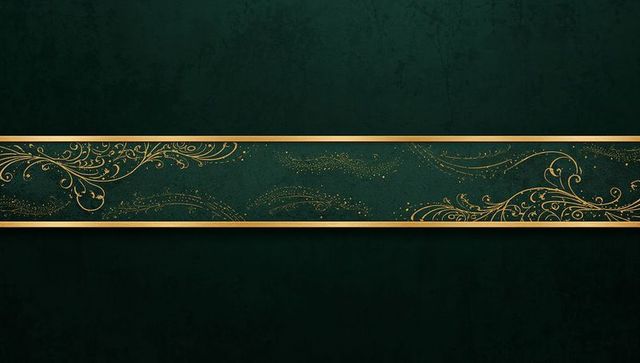 Emerald luxury banner featuring ornate gold filigree band and metallic border accent