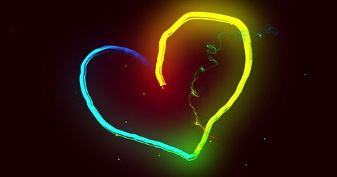 Vibrant Neon Light Trail Heart Glowing in Dark Background - Download Free Stock Images Pikwizard.com
